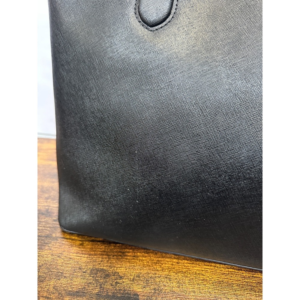 Kate Spade New York Black Saffiano Leather Large Tote Bag Zip Top Shoulder Purse - Picture 7 of 16